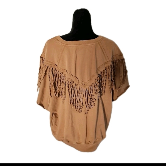Chelsea DeBoer By Lily & Lottie Womens Tan Bristol Fringe Festival Boho Top M - Picture 4 of 11